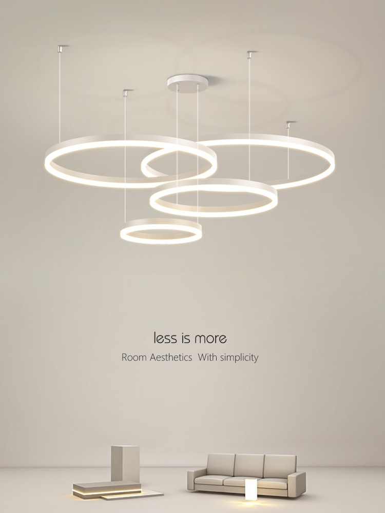 極簡客廳吊燈現代簡約大氣輕奢主臥室餐廳圓環形網紅燈具大全
