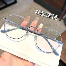 防蓝光平光眼镜女2024新款金属网红款近视成品时尚框架眼镜批发
