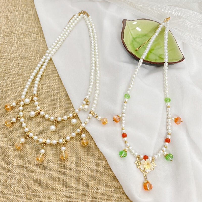 Ancient Style Hanfu Necklace for Women, Imitation Pearl Soft Pearl Necklace, Hanfu Pearl Necklace, Tang Style, Song Style, Chinese Style, Han Elements Ancient Style Hanfu Necklace for Women, Imitation Pearl Soft Pearl Necklace, Hanfu Pearl Necklace, Tang Style, Song Style, Chinese Style, Han Elements