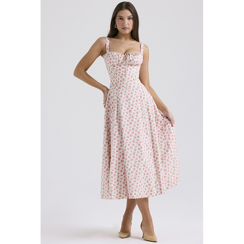 붉은 꽃 긴 원피스