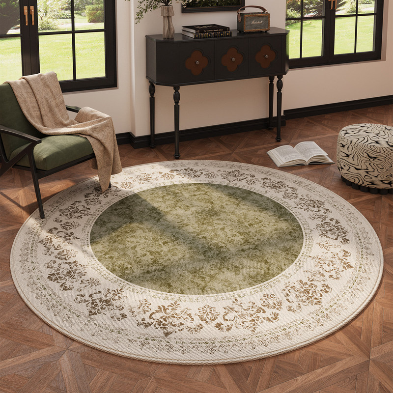 French-Style Vintage Round Carpet for Decorating Study Rooms, Non-Slip Carpet, Easy to Maintain, Three-Proof Loop Pile Carpet for Living Rooms French-Style Vintage Round Carpet for Decorating Study Rooms, Non-Slip Carpet, Easy to Maintain, Three-Proof Loop Pile Carpet for Living Rooms