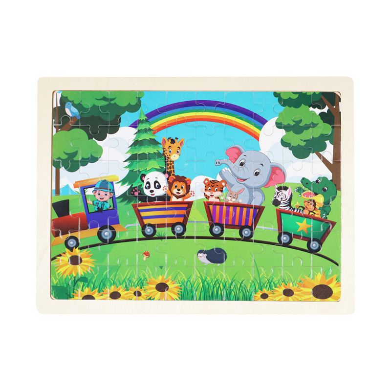 60 piezas de madera puzzle de dibujos animados para niños cuentos de hadas puzzle plano para bebés juguetes de bloque de construcción de puzzle de educación temprana