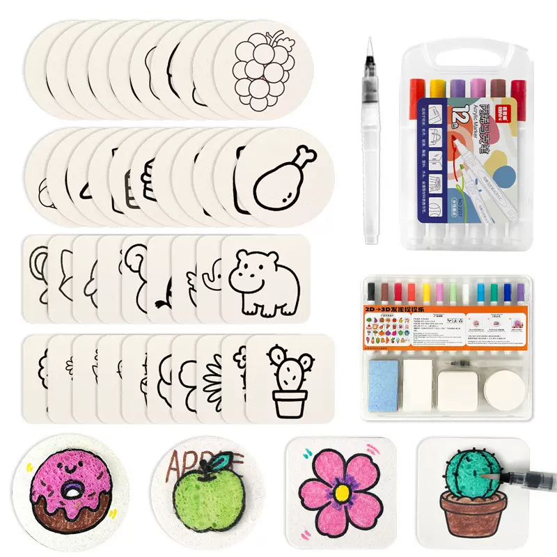 Magic Puffy Paint亚马逊跨境发泡肌理画DIY手工绘画木桨海绵创意