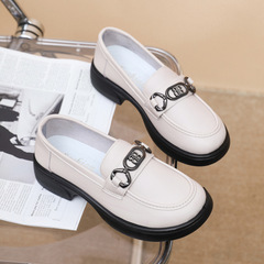 春秋季新款女士時尚樂福鞋軟皮簡約女士時裝休閒鞋日系休閒小白鞋