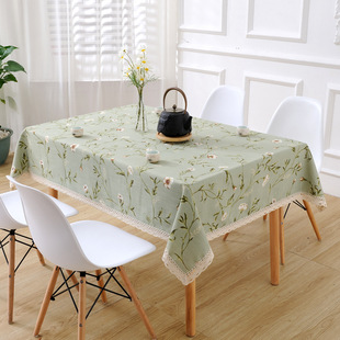 Tablecloth Fabric American Style Household Rectangular Tablecloth Cotton Linen Fresh Small Floral Square Coffee Table Tablecloth