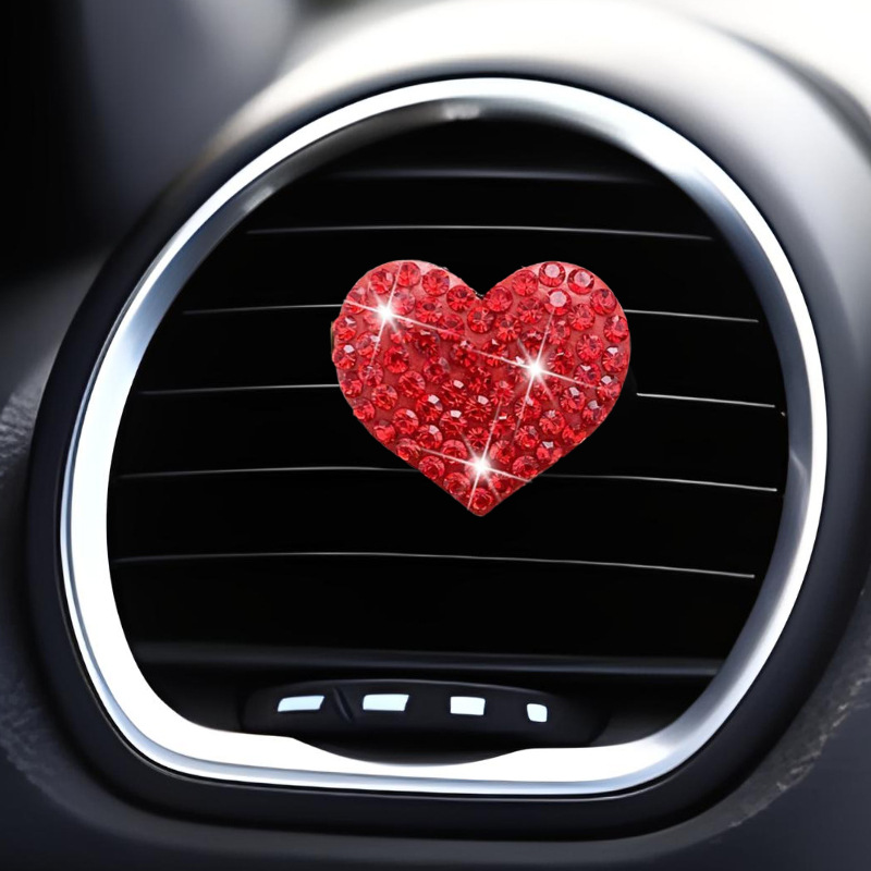 Transfronterizos diamantes amor aire acondicionado salida de aire perfume para automóviles perfume para eliminar el olor peculiar corazón de melocotón lleno de diamantes suministros de automóviles mujeres