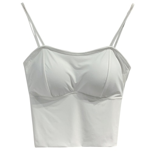 Ice silk seamless vest with chest pad and thickened camisole for women with big U beautiful back tube top push-up sports base underwear