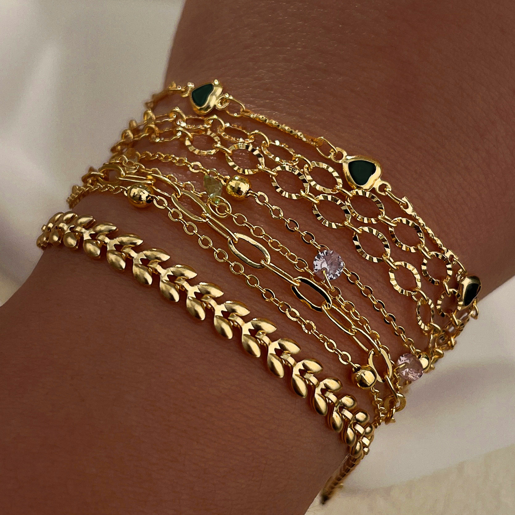 Inlay Design Copper Inlay Geometric Heart Shape Zircon Bracelets