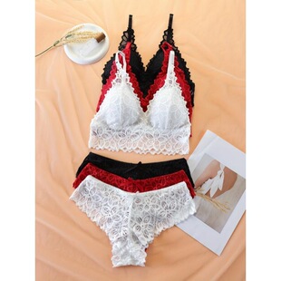 Z 58885 Seams Lace Bralette Panty Set �ٽz�������b �羳��