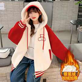 复合银狐绒510克 女童外套冬装2025新款洋气儿童网红羊羔绒加厚