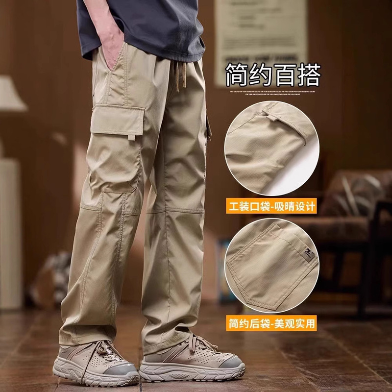Men's Cargo Pants Spring and Autumn Loose Straight Long Pants Work Wear-Resistant Dirt-Resistant American Style Casual Pants New Model