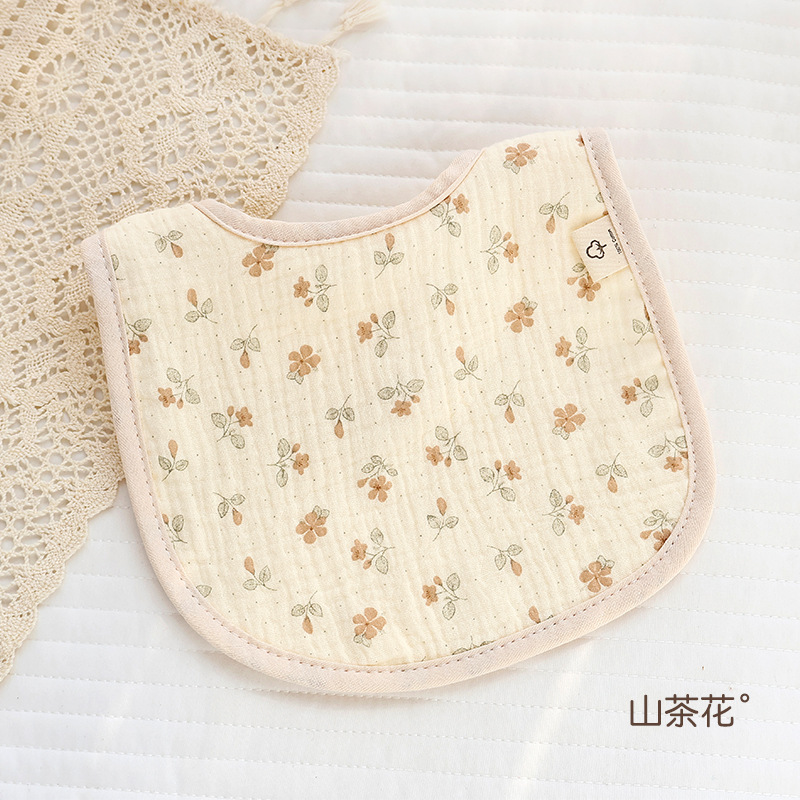 Seis capas de gasa de algodón babero en forma de U toalla de saliva para niños babero para comer para bebés babero anti-escupir para bebés