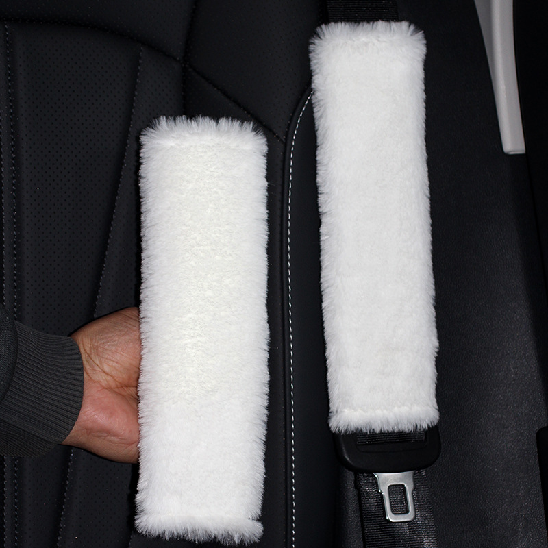 Imitation Rabbit Fur Seatbelt Shoulder Pads, Imitation Wool Car Accessories, Winter Plush Seatbelt Covers, Car Interior Accessories