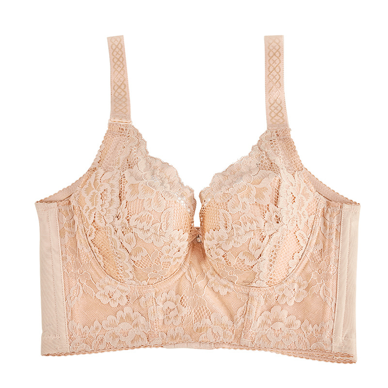 Ropa interior de mujer pecho grande sujetador pequeño siete breasted verano delgado más tamaño push up anti-caída tipo de ajuste de mama