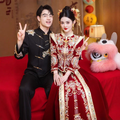 秀イネ服花嫁2025新型中国式結婚服結婚服結婚服男女セットカップルショー着物重工