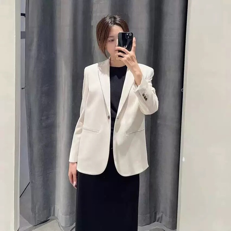 Theory2025早春新品女装 三醋酸纤维混纺侧开叉两色职业西服外套|undefined