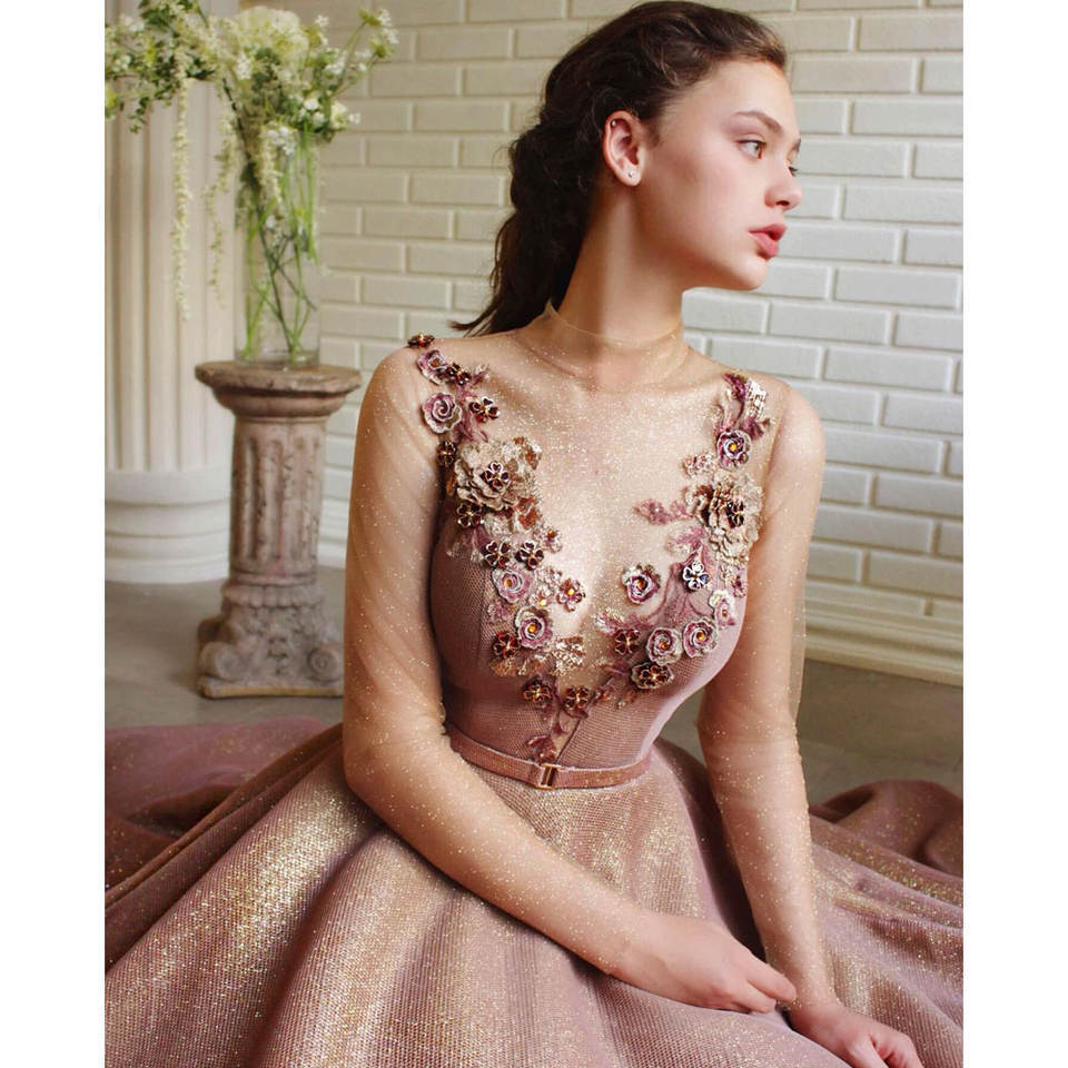 Amazon ebay foreign trade banquet evening dress fashion ball dress crew neck perspective backless bridesmaid dress women