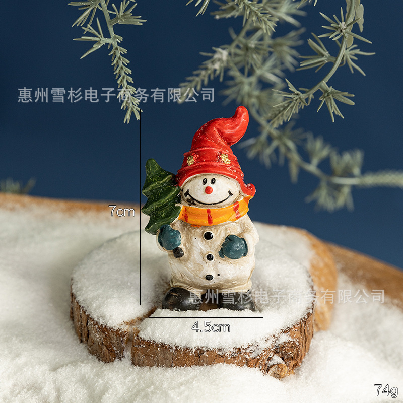 圣诞节树脂摆件装饰品复古铃铛雪人桌面包袱老人橱窗造景家居装饰|undefined