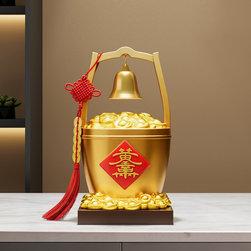新中式创意一桶金工艺品摆件客厅玄关酒柜装饰品招财进宝乔迁搬家|undefined