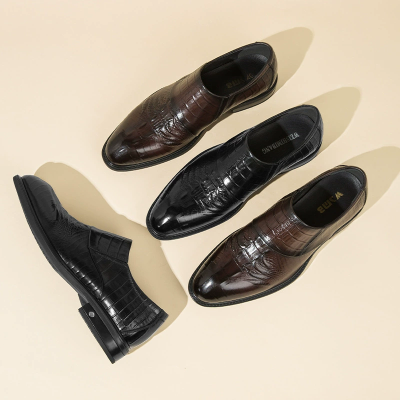 В наличии высококачественные кожаные туфли, мужское кожаное деловое вечернее платье с крокодиловым наконечником, британские повседневные свадебные кожаные туфли ручной работы, мужские