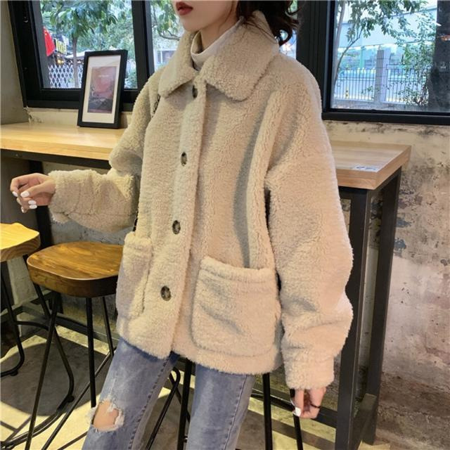 여성 겨울 루즈핏 카라 코트 포켓 긴팔 데일리 아우터