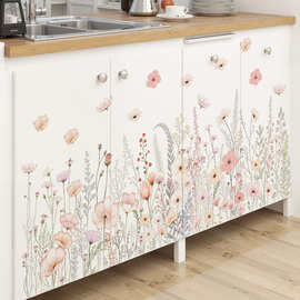 植物花朵踢脚线跨境亚马逊装饰贴纸房间客厅布背景墙贴 69119