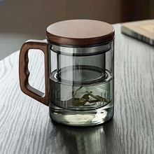 高硼硅透明玻璃茶杯家用耐高温茶水分离泡茶带过滤办公室喝水杯