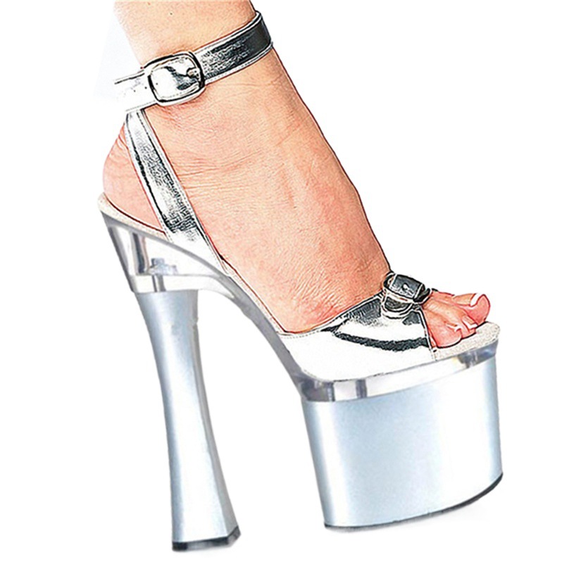 Super Sandalias de tacón alto discoteca etapa pasarela sexy zapatos de las mujeres zapatos de baile