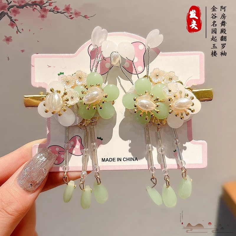 Hanfu tocado de cabello de niñas bordas vestidos antiguos para el cabello de niñas tarjetas de cabello de niñas vestidos antiguos accesorios princesas niñas clips para el cabello