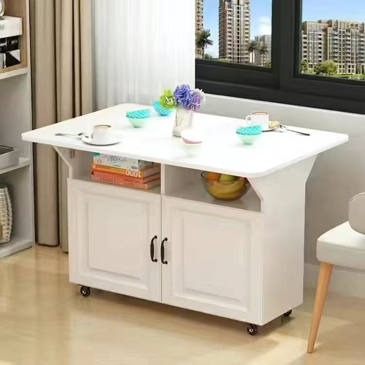 Simple Folding Table Multifunctional Household Small Apartment Folding Dining Table Movable Kitchen Storage Cabinet Living Room Side Cabinet
