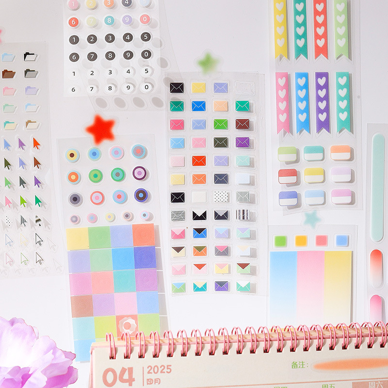 Etiquetas Historias transparentes pegatinas impermeables pet diy diario pegatinas transfronterizas pegatinas geométricas básicas