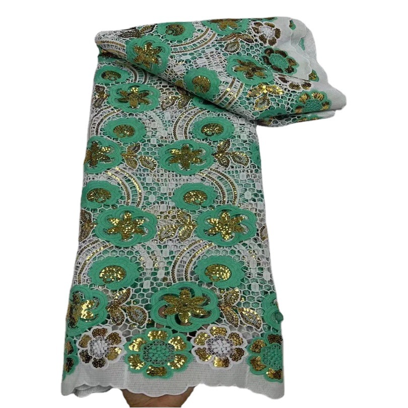 Tela de encaje con bordado de flores de estilo étnico colorido, tela de encaje para vestido de moda de verano