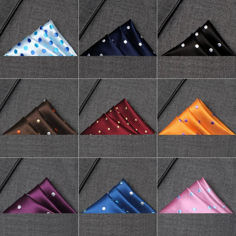 Polka dot formal suit pocket square for groom, wedding attire, host accessory, black red blue green purple, small square handkerchief