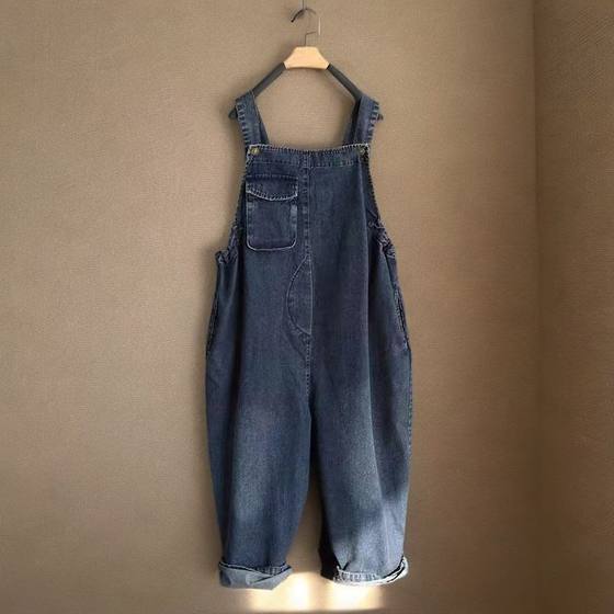[in stock] Women's Summer Sling Jeans Women's Summer Overalls Loose Jumpsuit Casual Cropped Pants