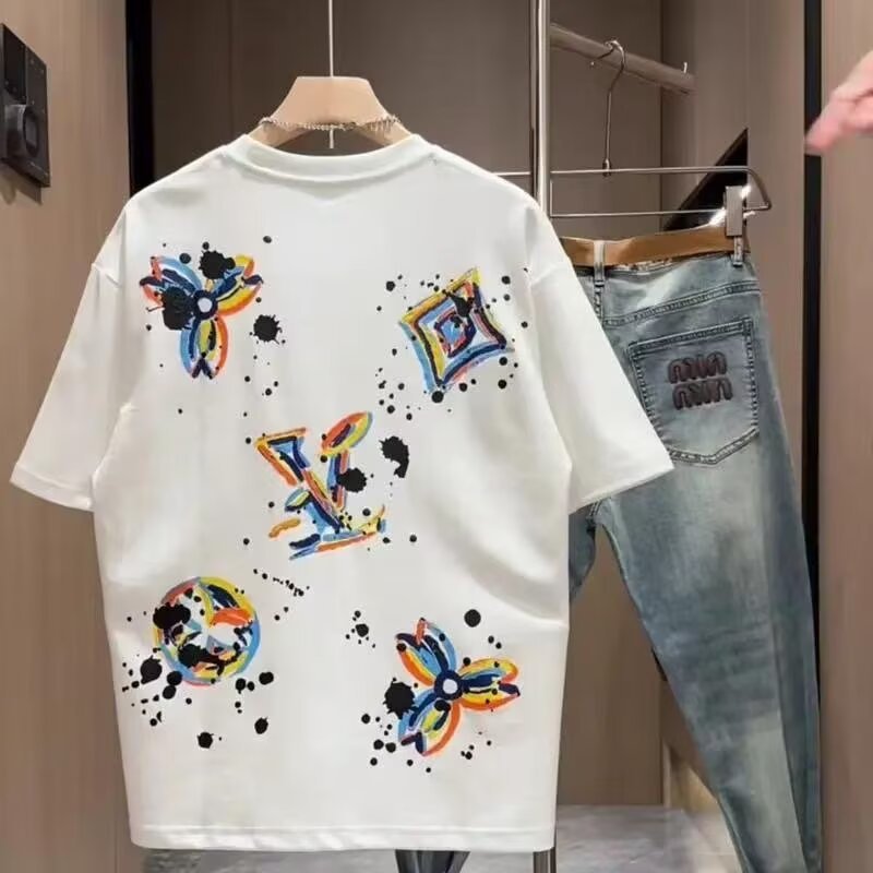 Men's Premium Cotton T-Shirt With Artistic Graffiti Print, Oversized Streetwear Style Comfortable Breathable Summer Tee_viptrois.com