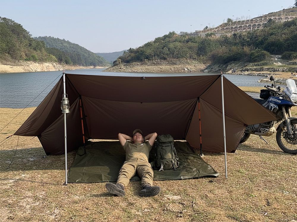 Factory Direct Sale 20D Nylon Lightweight Outdoor Camping Hiking Sunshade Shelter Car Side 19-Point Canopy Tarp