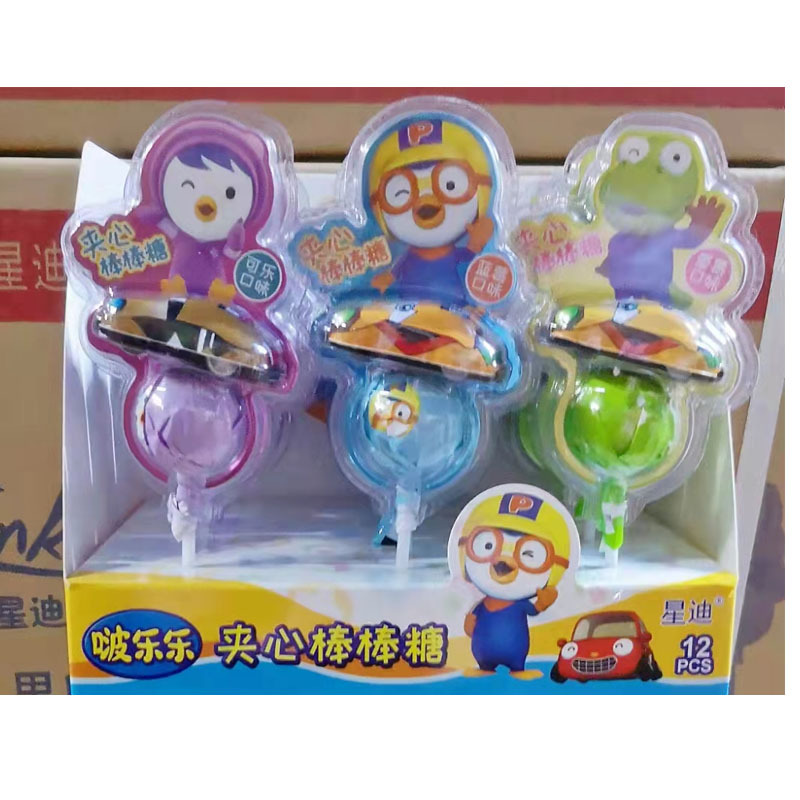 pororo啵乐乐汽车夹心棒棒糖果卡通造型儿童玩具糖果零食品