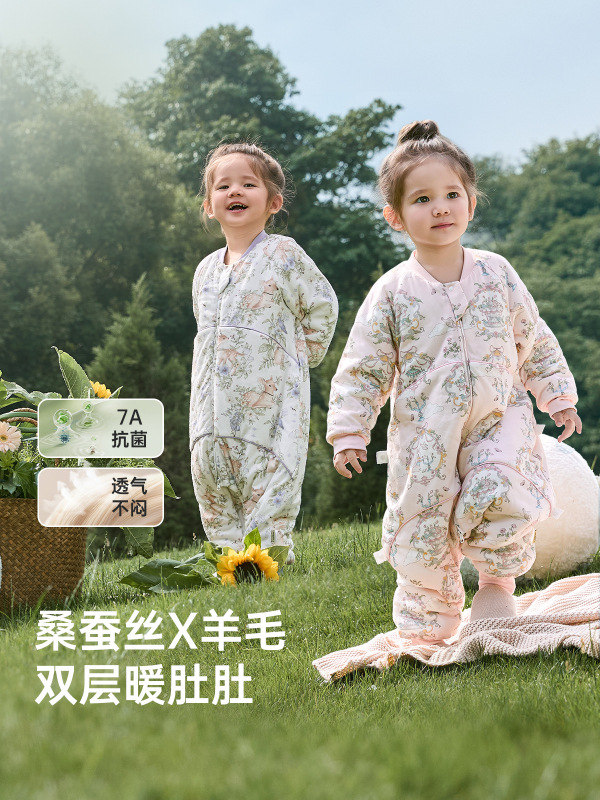 威尔贝鲁儿童睡袋2025新款秋冬保暖桑蚕丝羊毛防踢被a类抗菌保暖|undefined