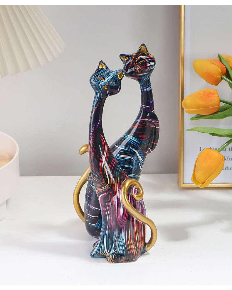 Cat Pattern Cartoon Style, Simple Style, Artistic Style Cartoon Style Simple Style Artistic Cat Resin Ornaments Artificial Decorations