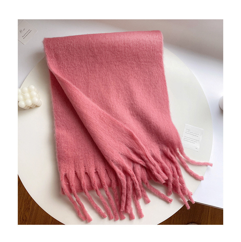 Solid Color Thickened and Extended Scarf for Women, 2026 Autumn and Winter New Korean Style, Versatile Winter Shawl for Students, Pink