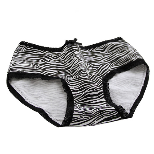 Royal sister style leopard print underwear, feminine and cute, zebra pattern cotton, comfortable and breathable mid-waist briefs 3130