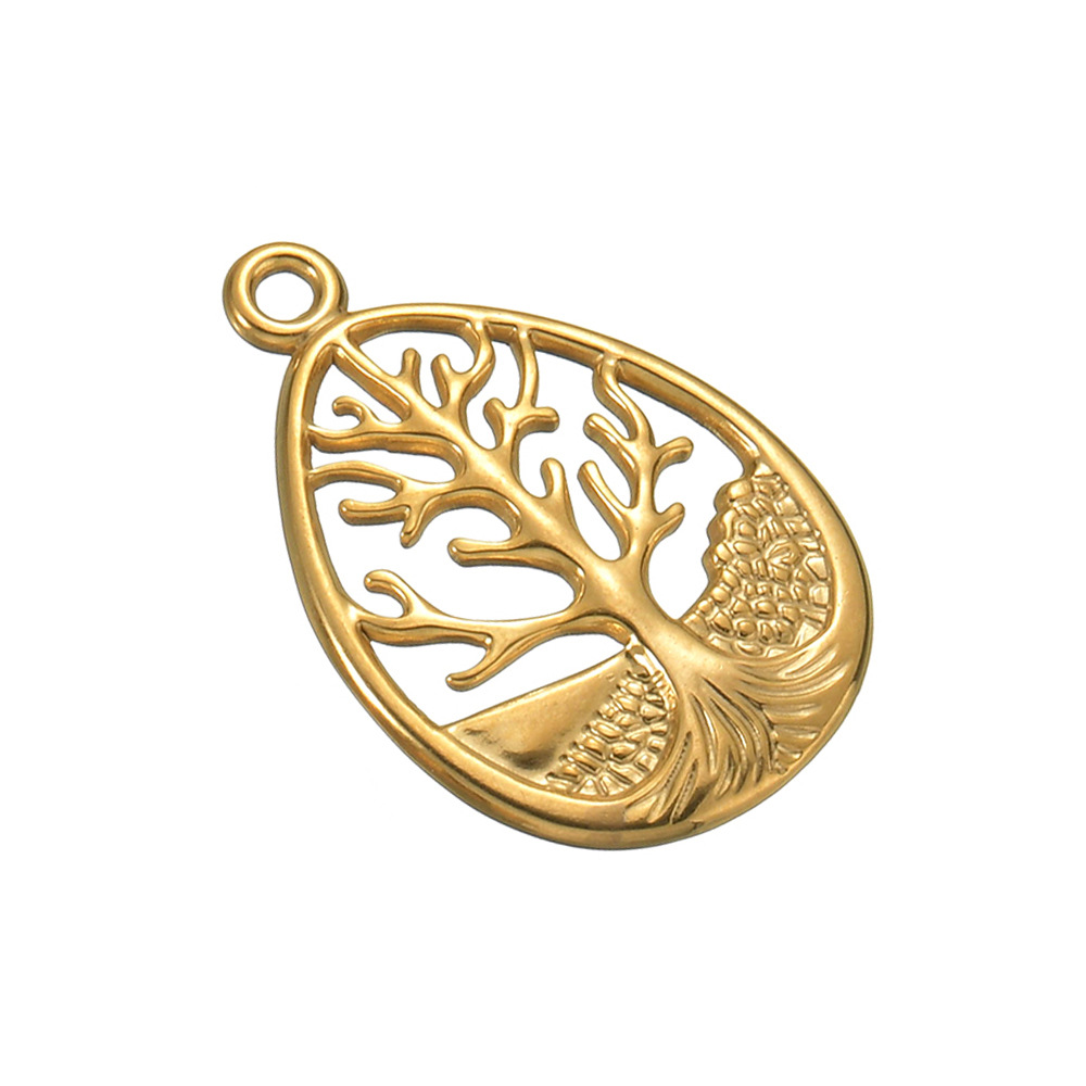 304 Stainless Steel Material 5 PCS/Package 304 Stainless Steel Irregular Sun Tree Sandblasted Polished Brushed Pendant