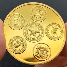 定制美国徽章五大军镀银纪念章 收藏币礼品鹰金币纪念币
