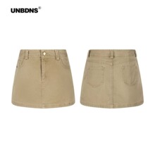 UNBDNS复古修身显瘦设计感短裤牛仔秋冬韩系包臀裙女假两件短裙裤