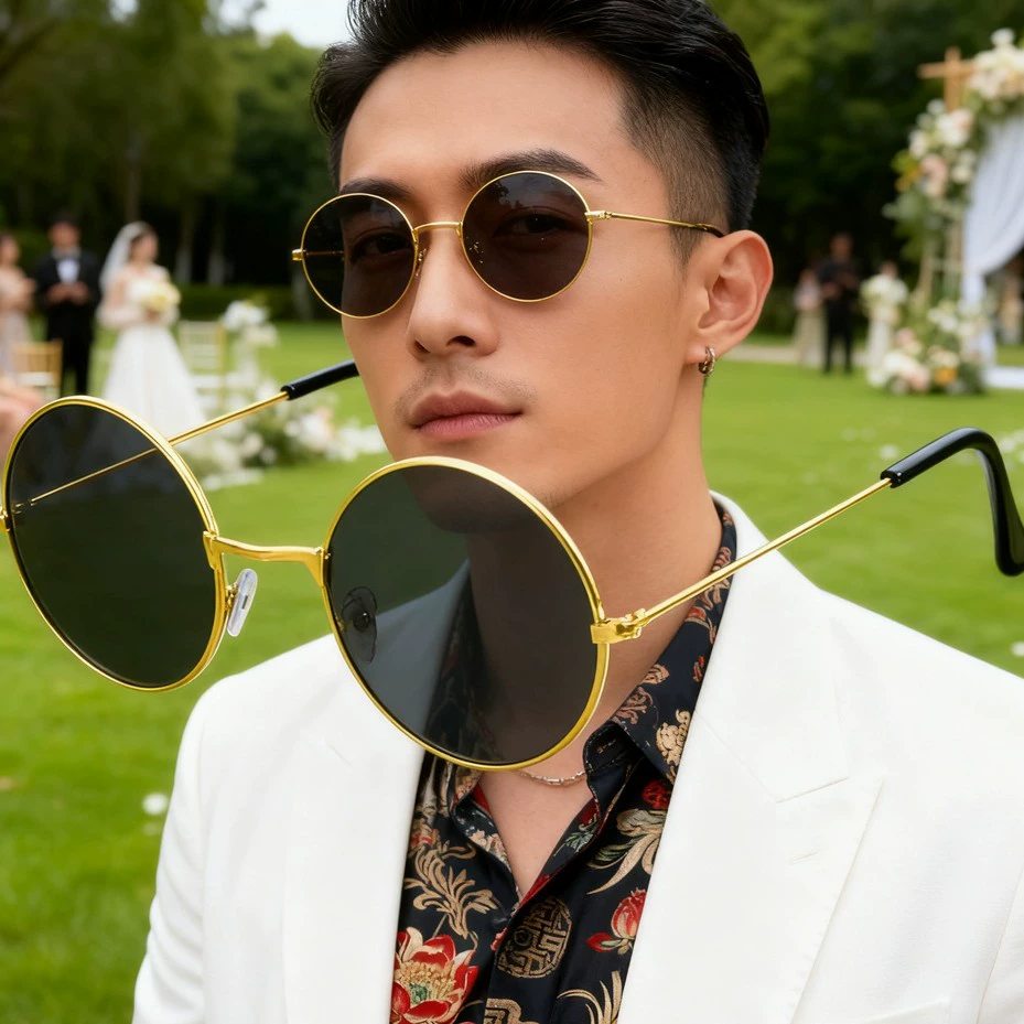 Солнцезащитные очки в стиле ретро из Шанхая, очки с гиалуроновой кислотой, круглые очки в стиле принца, простые очки, свадебные солнцезащитные очки