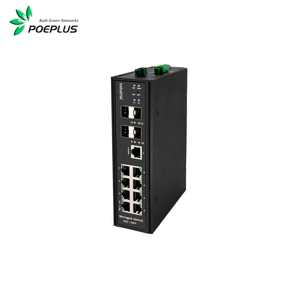 Feina промышленного класса трехслойный 10 гигабит 4 оптический 8 Электрический переключатель POE/Поддержка температуры и влажности Сигнальное реле VLAN кольцевая сеть