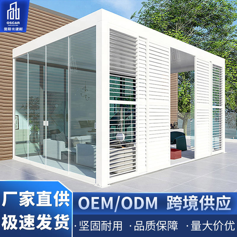Homestay Garden Aluminum Alloy Gazebo Yard Anti-corrosion and Rainproof Modern Chinese Style Flipped Louver Gazebo Flipped Sun Shed