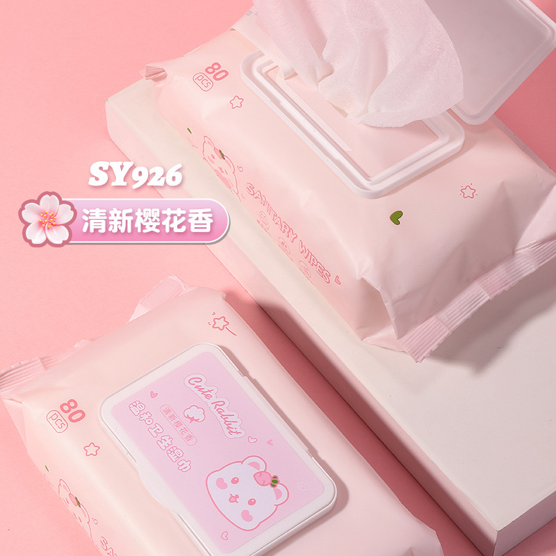 LMLTOP fresco toallas húmedas diarias fragancias de cerezo 80 toallas húmedas suaves para la piel toallas húmedas limpias SY926