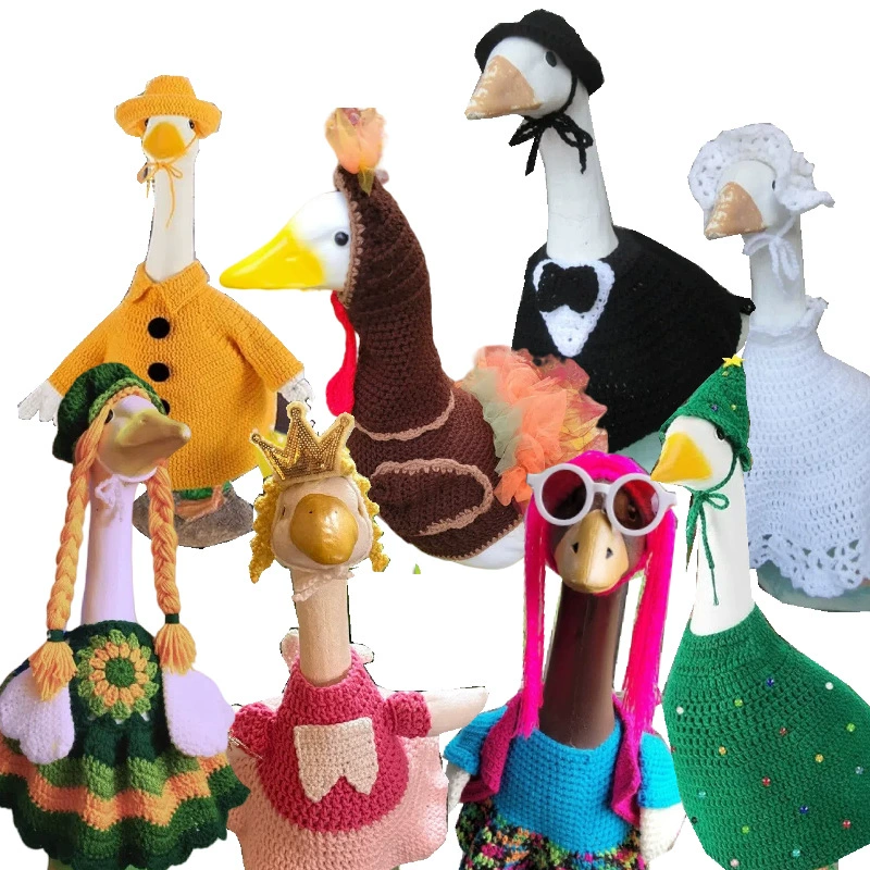 Внешняя торговля Amazon трансграничный новый чистый ручной вязаный большой гусиный набор садовый орнамент домашняя птица шляпа