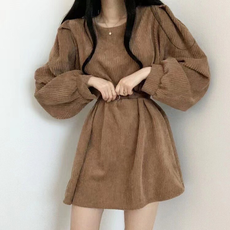 2026 Autumn/Winter New High-End Women's Fashion with a Pure and Alluring French Design, Niche Corduroy Dress